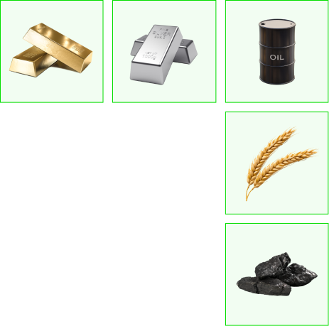Gold, silver, oil, wheat and coal