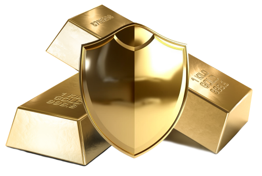 Gold bars with a gold shield