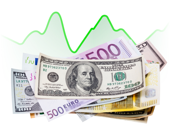 Dollar and euro banknotes