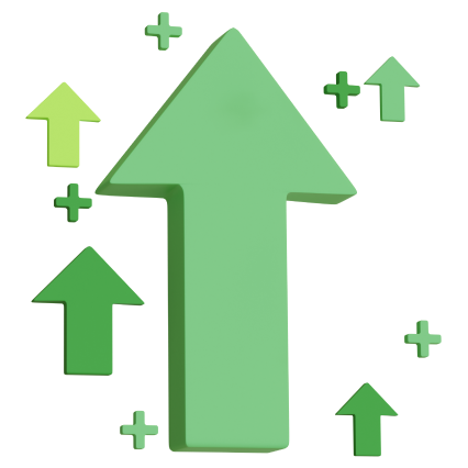 Green arrows pointing up