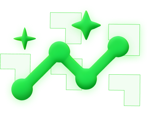 Green trend line with stars