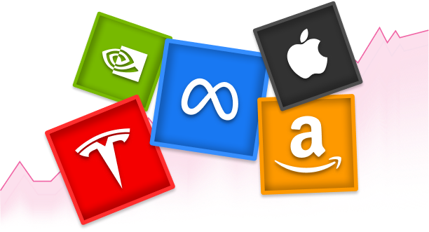 Company logos above a rising chart