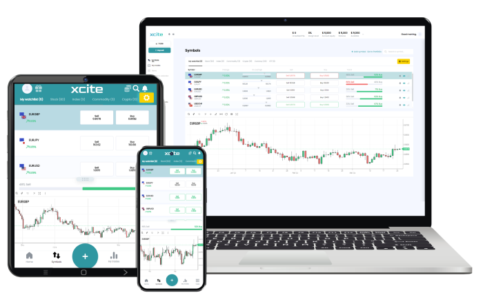 XCITE on a computer, tablet and phones